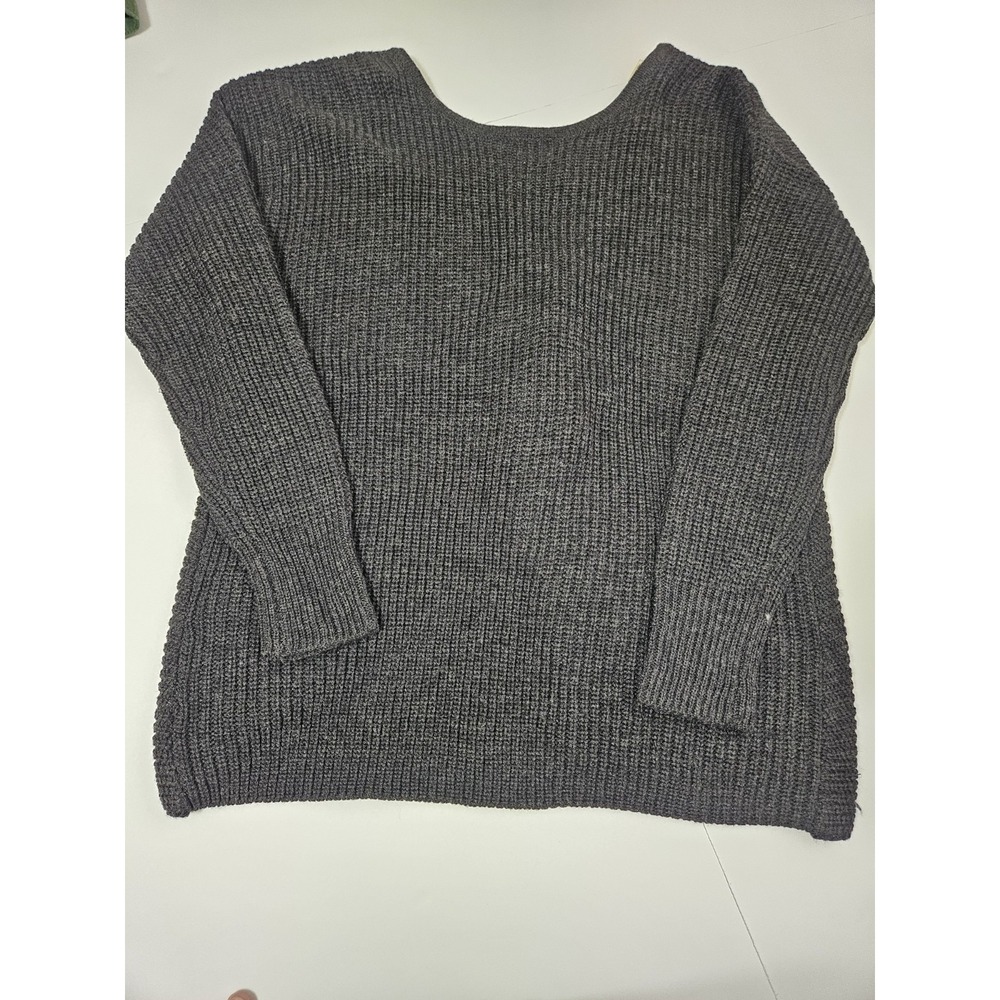 New Daytrip by Buckle Back-Twist Wrap Knit Sweater Charcoal Gray Womens Small